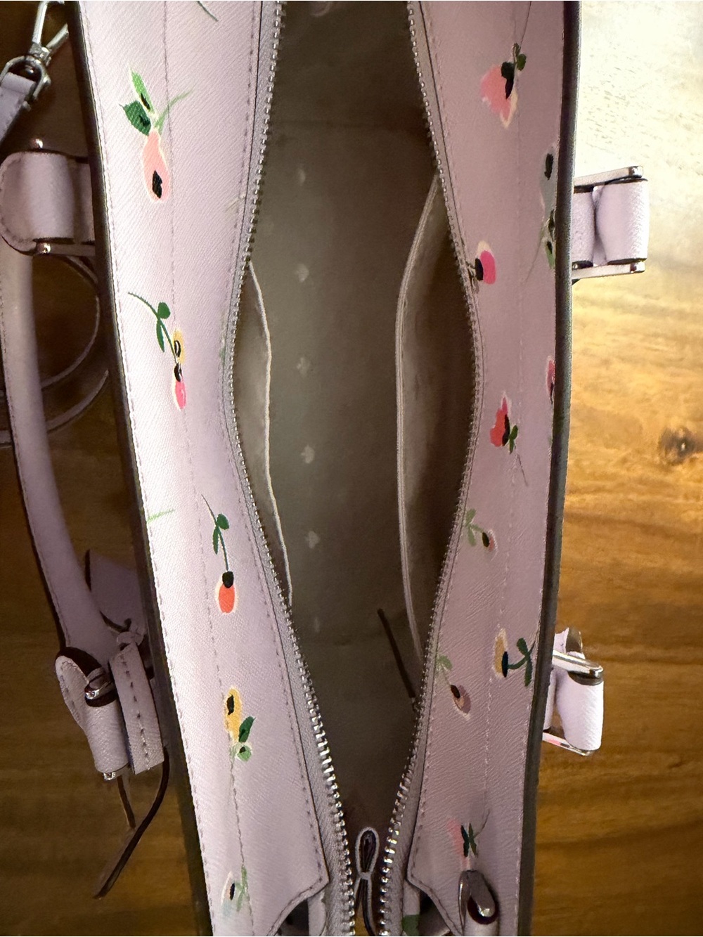 kate spade Purple Floral Leather Satchel - Picture 4 of 5